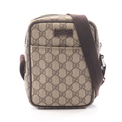 Gucci Shoulder Bag GG Plus Beige Brown Canvas Leather Supreme