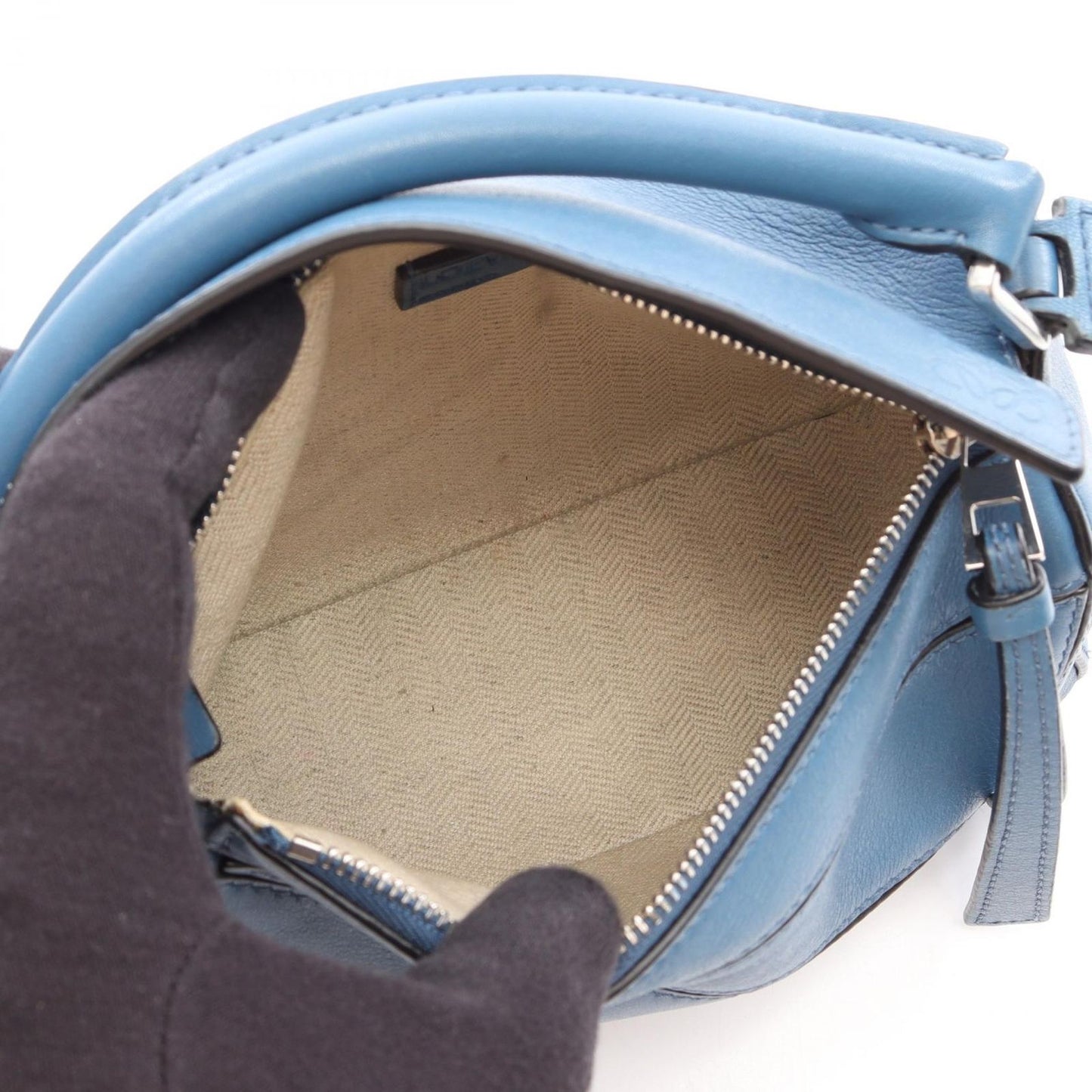 Loewe Handbag Puzzle Bag Mini Blue Leather — view 3