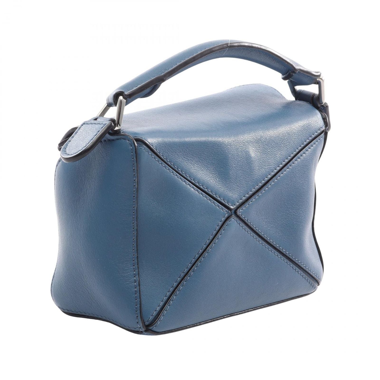 Loewe Handbag Puzzle Bag Mini Blue Leather — view 2
