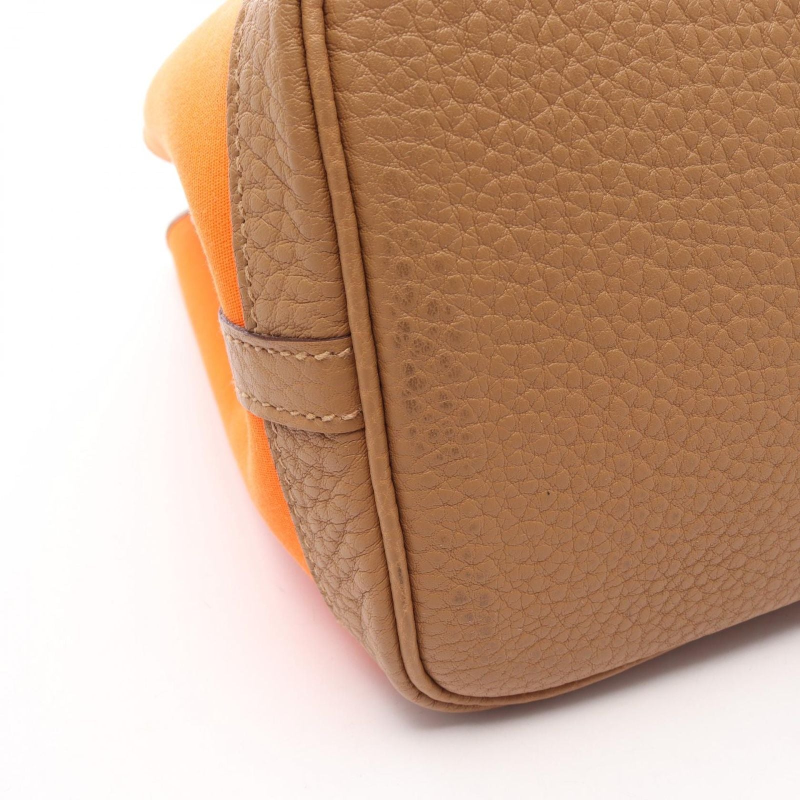 Hermes Tote Bag Garden Party TPM Orange Biscuit Canvas Leather — view 7