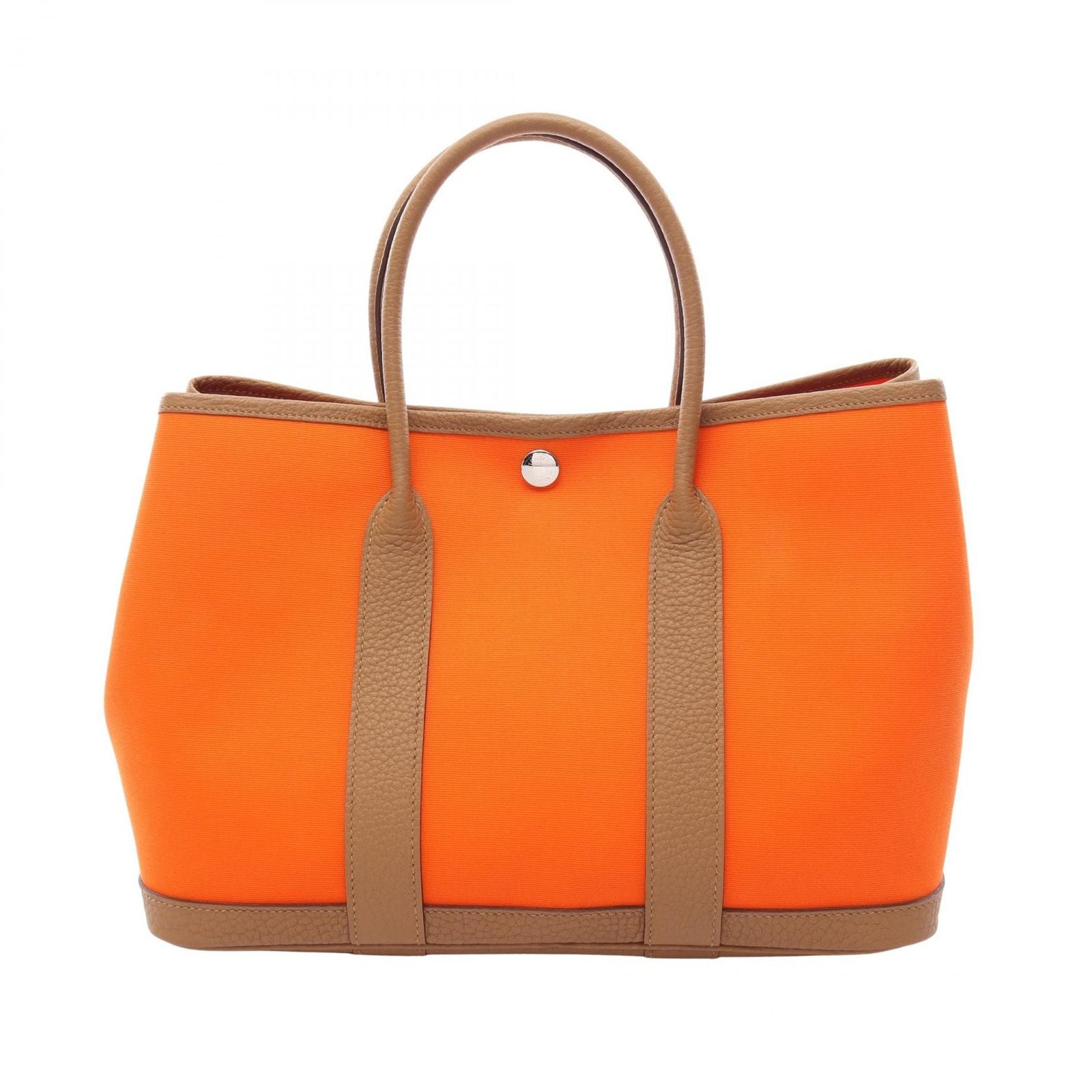 Hermes Tote Bag Garden Party TPM Orange Biscuit Canvas Leather