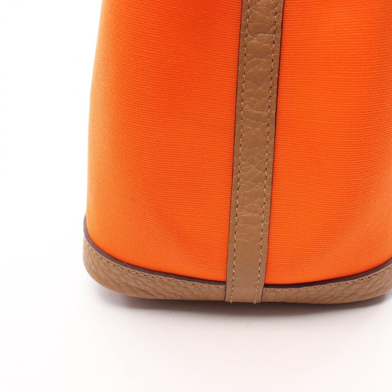 Hermes Tote Bag Garden Party TPM Orange Biscuit Canvas Leather — view 8