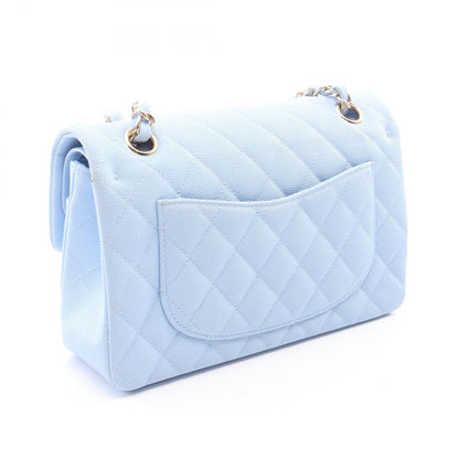 Chanel Shoulder Bag Quilted Double Flap Light Blue Caviar Leather Chain — view 2