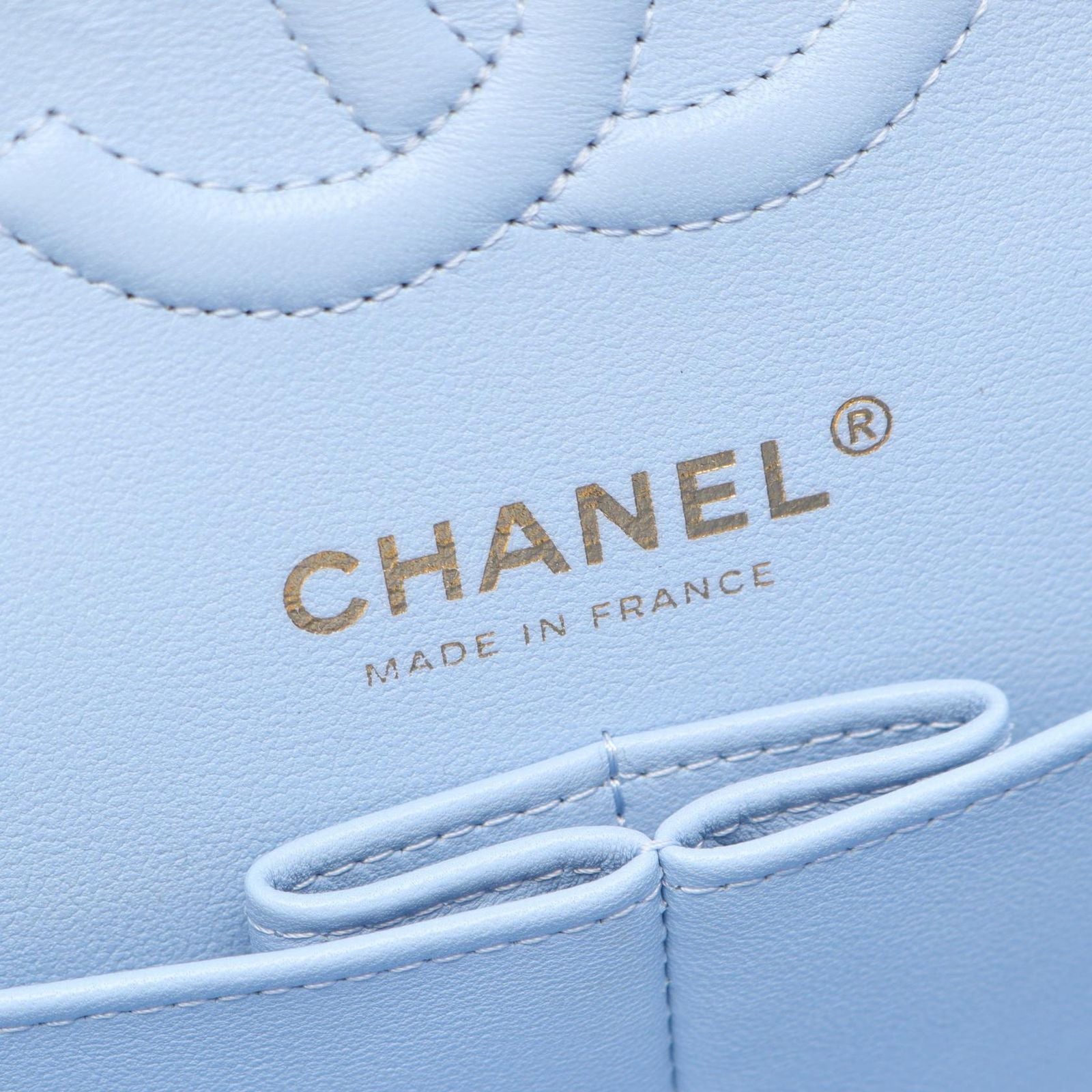 Chanel Shoulder Bag Quilted Double Flap Light Blue Caviar Leather Chain — view 4