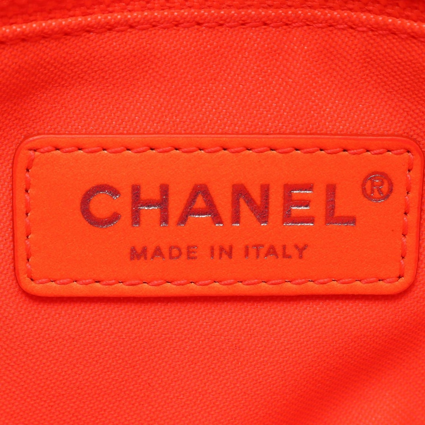 Chanel Tote Bag Deauville PM Blue Neon Orange Canvas Leather Chain PM — view 4