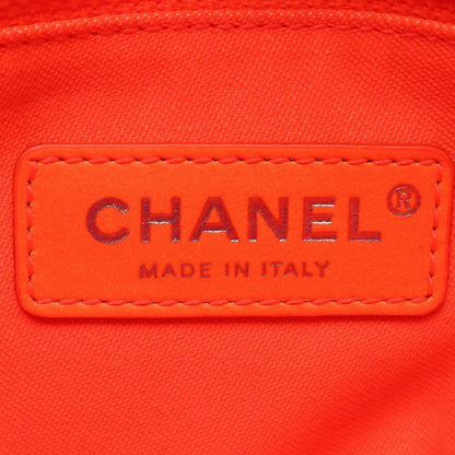 Chanel Tote Bag Deauville PM Blue Neon Orange Canvas Leather Chain PM — view 4