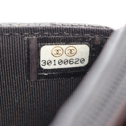 Chanel Shoulder Bag Quilted Black Caviar Leather Chain Wallet — view 6
