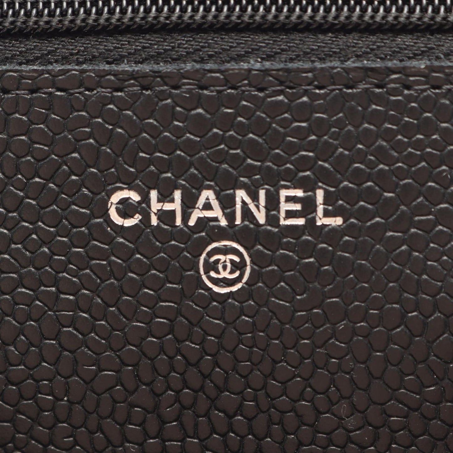 Chanel Shoulder Bag Quilted Black Caviar Leather Chain Wallet — view 5