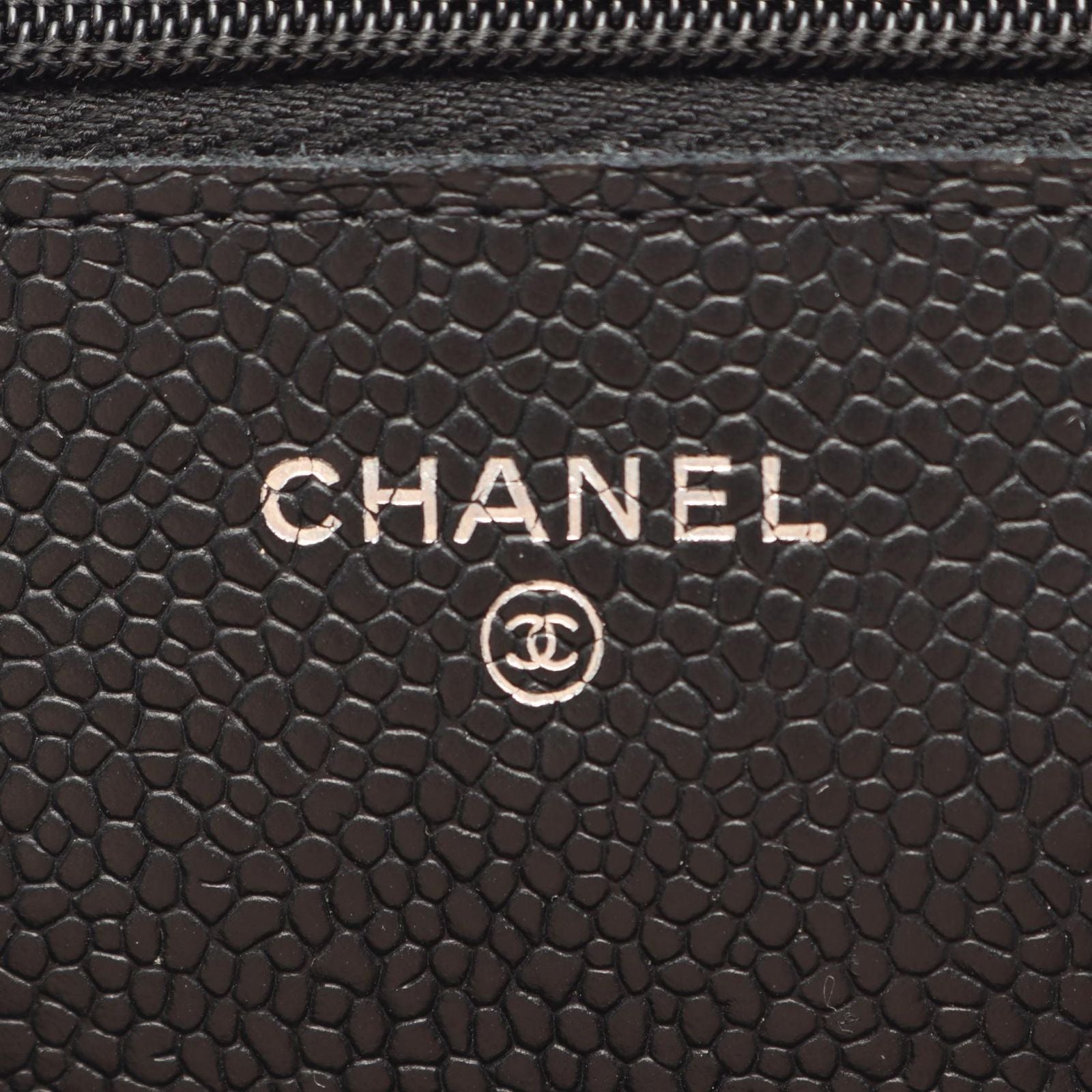 Chanel Shoulder Bag Quilted Black Caviar Leather Chain Wallet — view 5