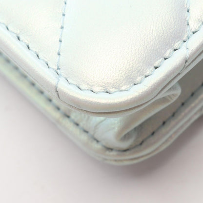 Chanel Shoulder Bag Quilted Pearl White Lambskin Chain Wallet — view 8