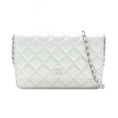 Chanel Shoulder Bag Quilted Pearl White Lambskin Chain Wallet