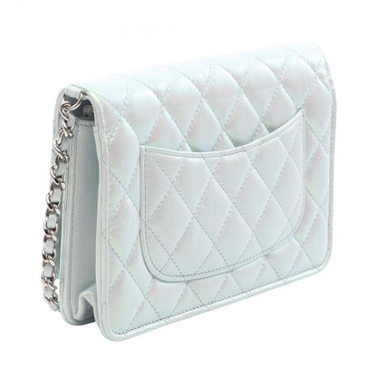 Chanel Shoulder Bag Quilted Pearl White Lambskin Chain Wallet — view 2