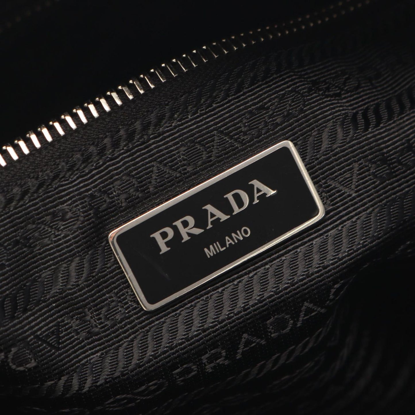 Prada Shoulder Bag Tessuto Impuntu Black Nylon Saffiano Leather Triangle Logo — view 4