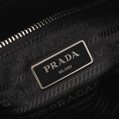 Prada Shoulder Bag Tessuto Impuntu Black Nylon Saffiano Leather Triangle Logo — view 4