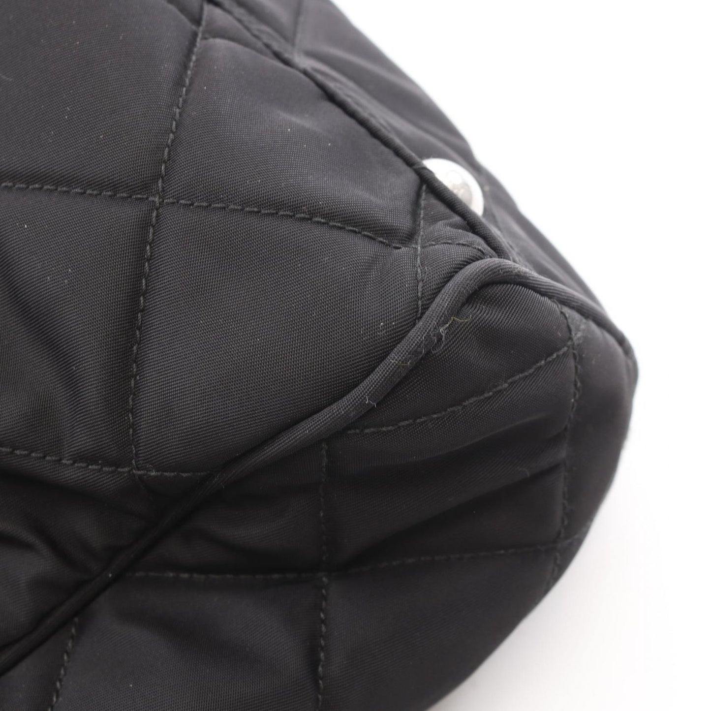 Prada Shoulder Bag Tessuto Impuntu Black Nylon Saffiano Leather Triangle Logo — view 7