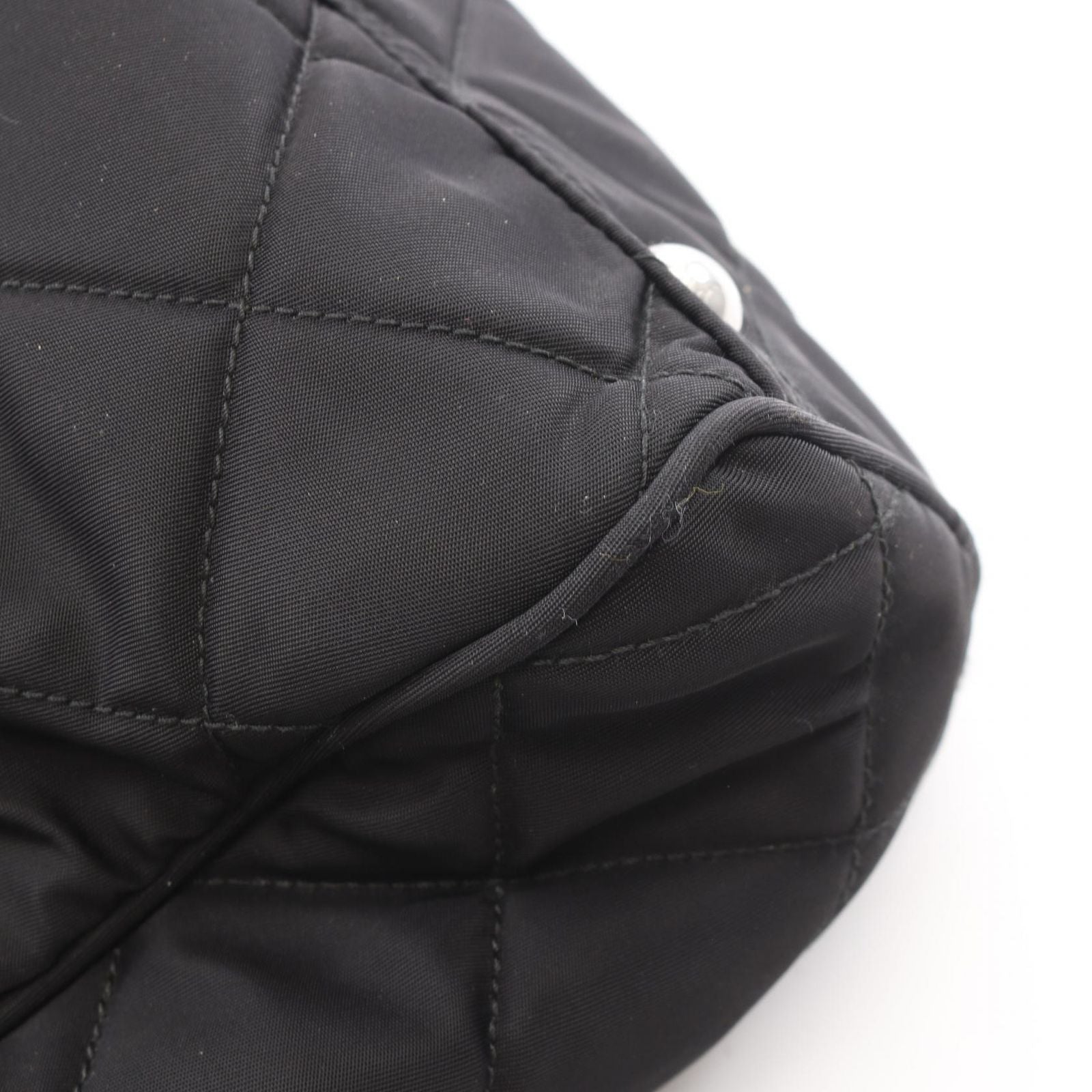 Prada Shoulder Bag Tessuto Impuntu Black Nylon Saffiano Leather Triangle Logo — view 7