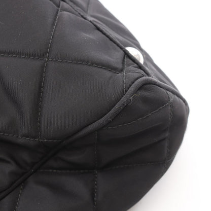 Prada Shoulder Bag Tessuto Impuntu Black Nylon Saffiano Leather Triangle Logo — view 7