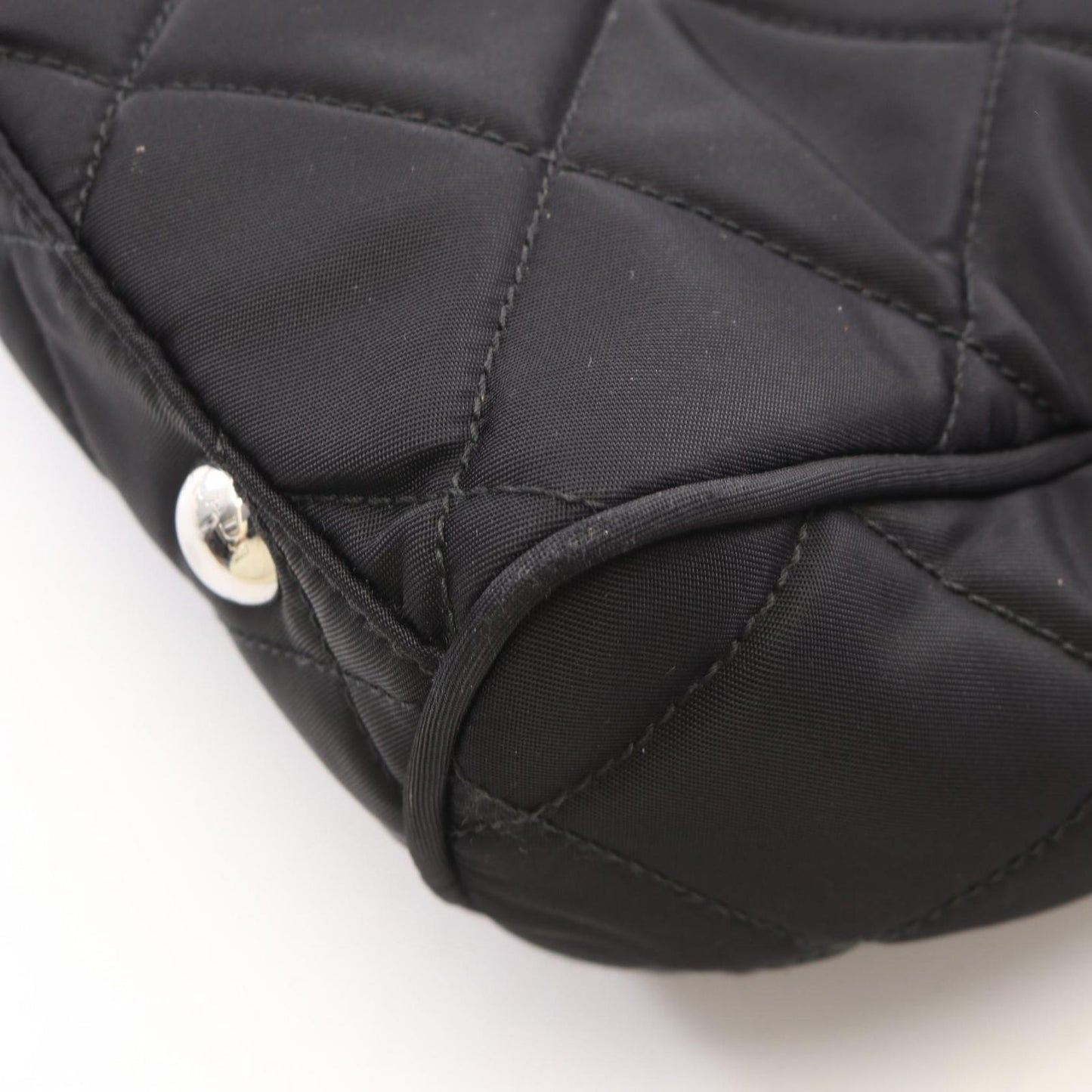 Prada Shoulder Bag Tessuto Impuntu Black Nylon Saffiano Leather Triangle Logo — view 6