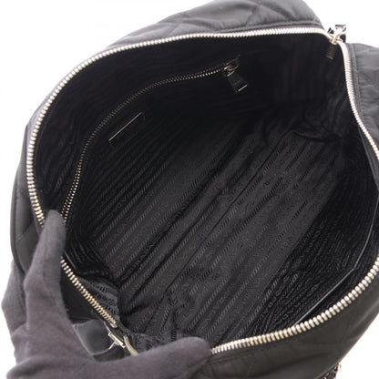 Prada Shoulder Bag Tessuto Impuntu Black Nylon Saffiano Leather Triangle Logo — view 3
