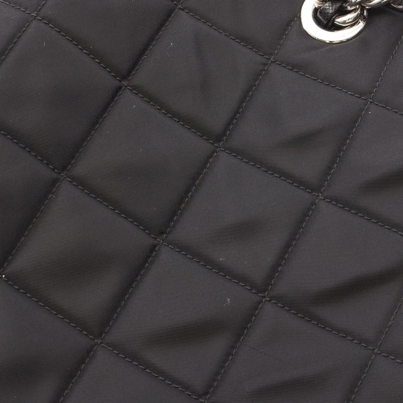 Prada Shoulder Bag Tessuto Impuntu Black Nylon Saffiano Leather Triangle Logo — view 5