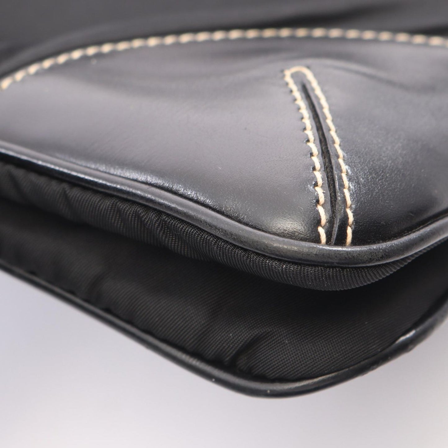 Prada Shoulder Bag Black Nylon Leather Triangle Logo — view 5