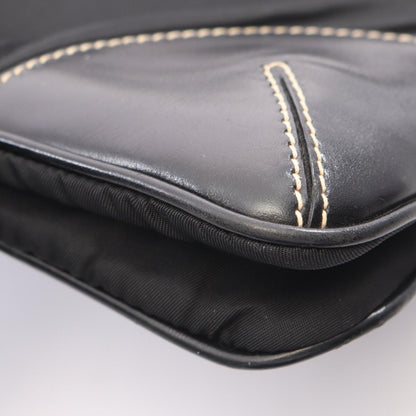 Prada Shoulder Bag Black Nylon Leather Triangle Logo — view 5