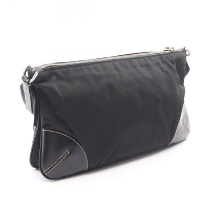 Prada Shoulder Bag Black Nylon Leather Triangle Logo — view 2