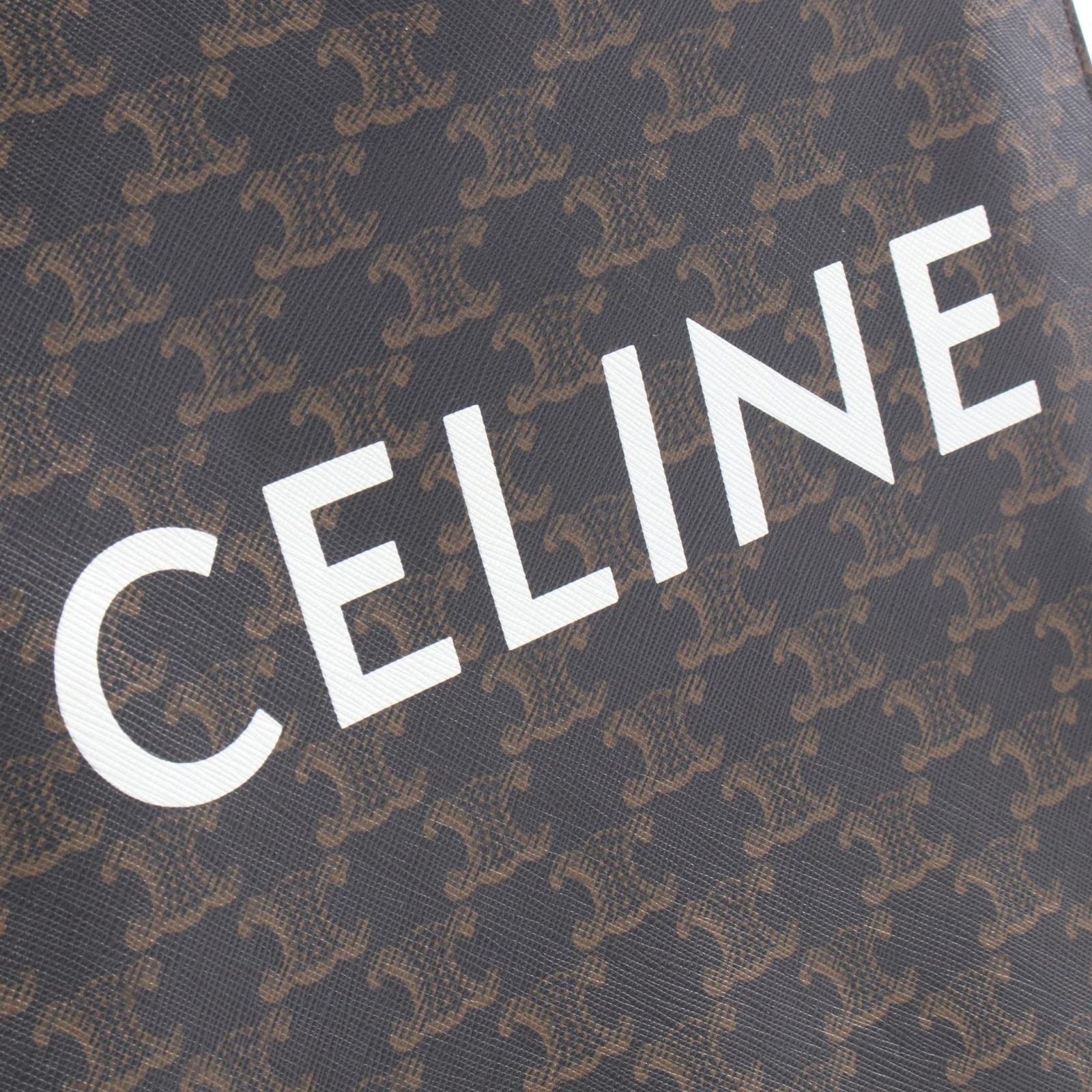 Celine Tote Bag Small Vertical Cabas Triomphe 2-Way Brown Black White Canvas — view 4