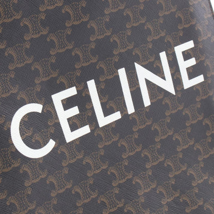 Celine Tote Bag Small Vertical Cabas Triomphe 2-Way Brown Black White Canvas — view 4