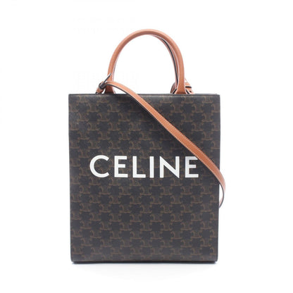 Celine Tote Bag Small Vertical Cabas Triomphe 2-Way Brown Black White Canvas