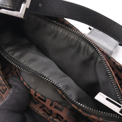 Fendi Shoulder Bag Zucchino Black Brown Canvas Leather — view 5