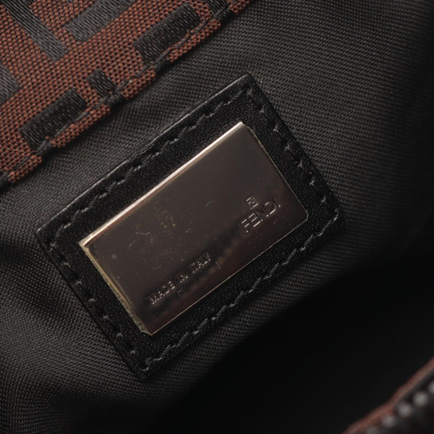 Fendi Shoulder Bag Zucchino Black Brown Canvas Leather — view 4