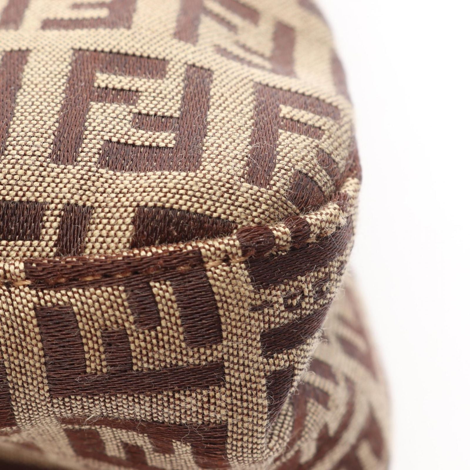 Fendi Shoulder Bag Mamma Bucket Zucchino Beige Brown Canvas Leather — view 6