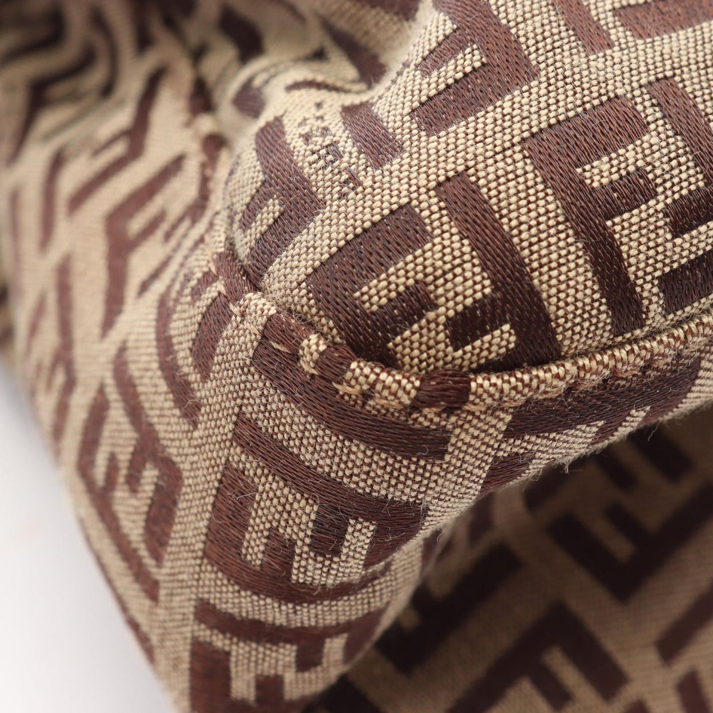 Fendi Shoulder Bag Mamma Bucket Zucchino Beige Brown Canvas Leather — view 5