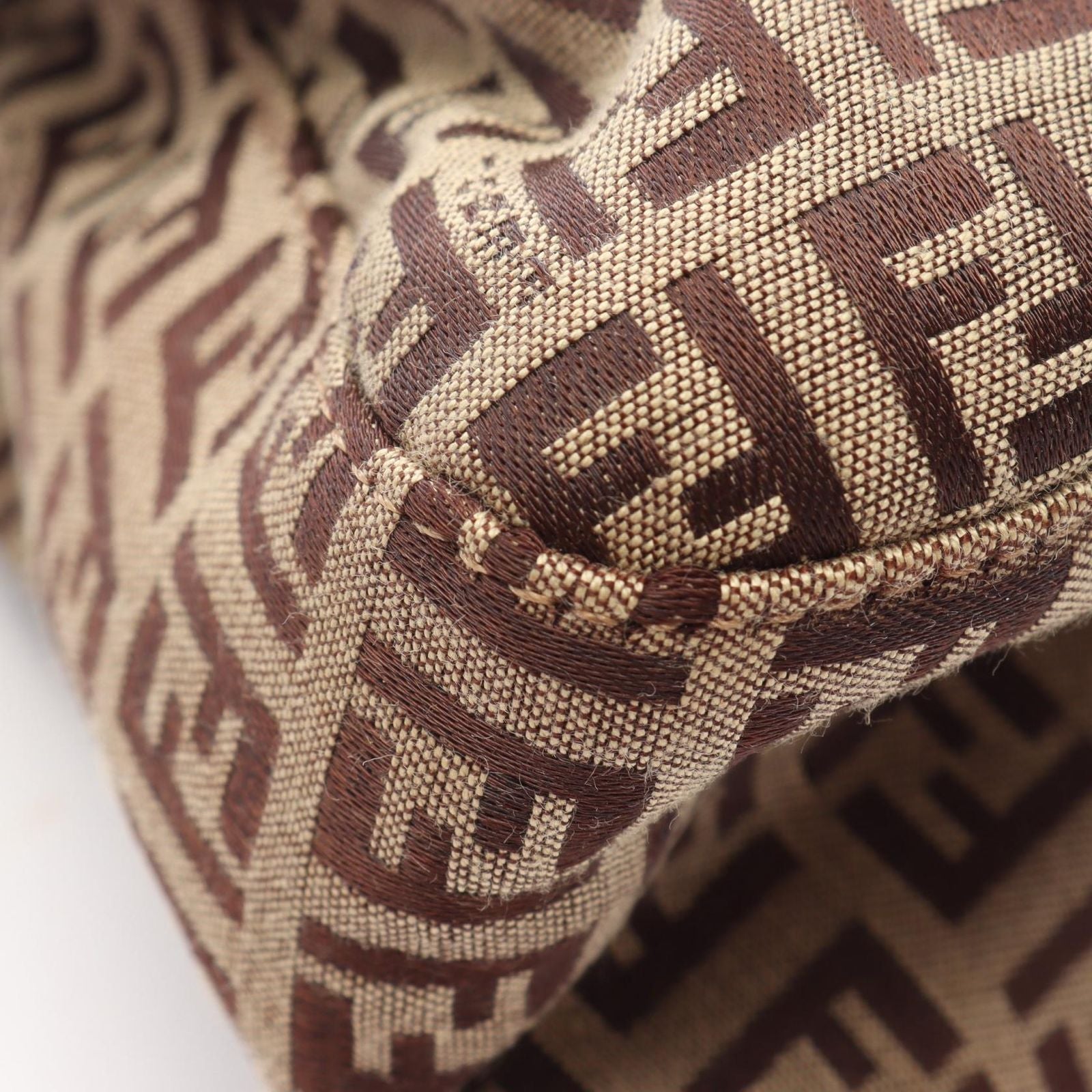 Fendi Shoulder Bag Mamma Bucket Zucchino Beige Brown Canvas Leather — view 5