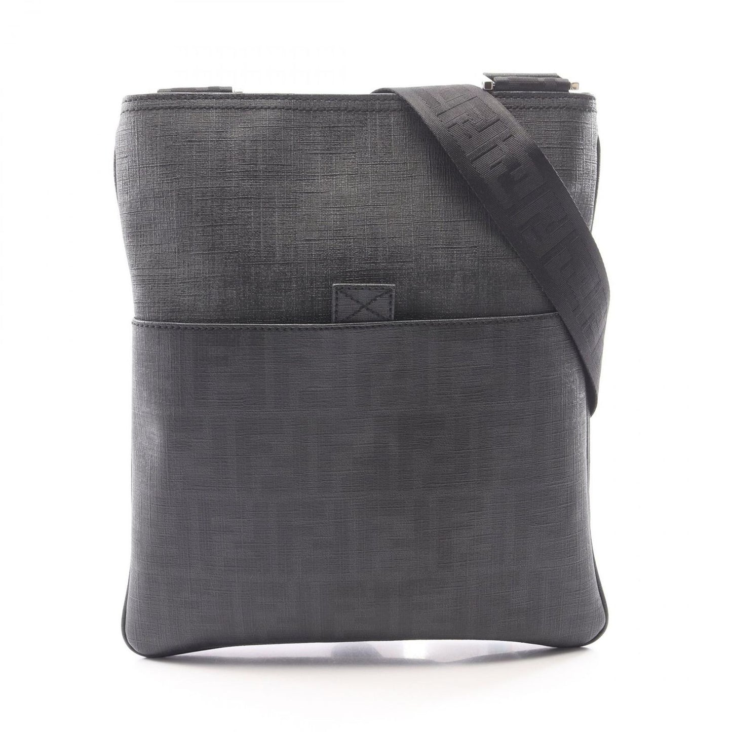 Fendi Shoulder Bag Zucca Black Dark Gray Canvas