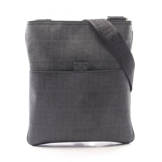 Fendi Shoulder Bag Zucca Black Dark Gray Canvas