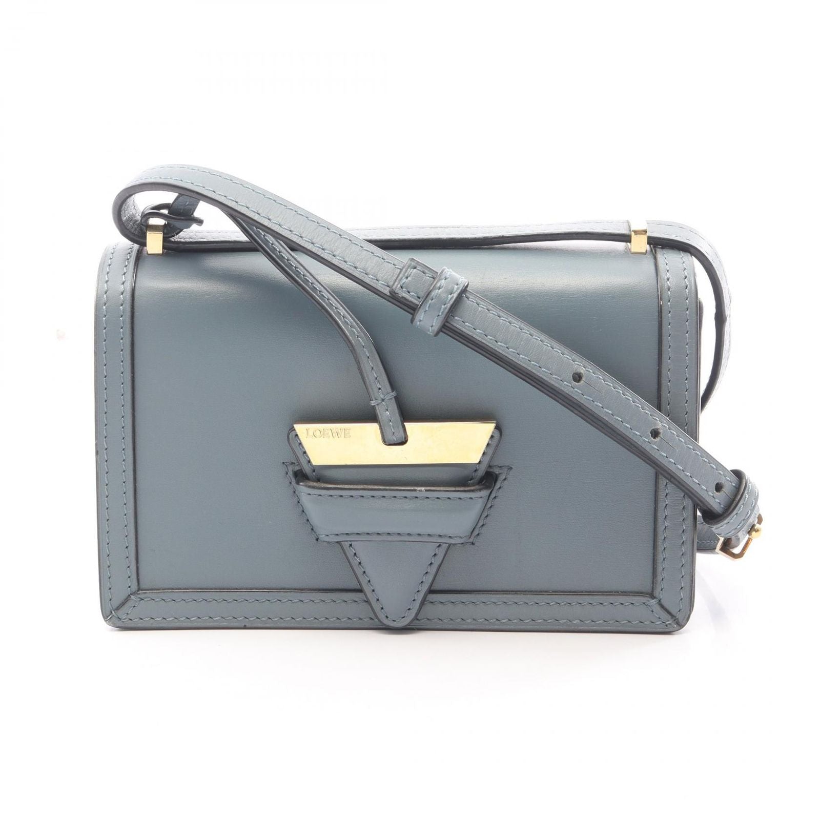 Loewe Shoulder Bag Barcelona Blue Gray Leather Small