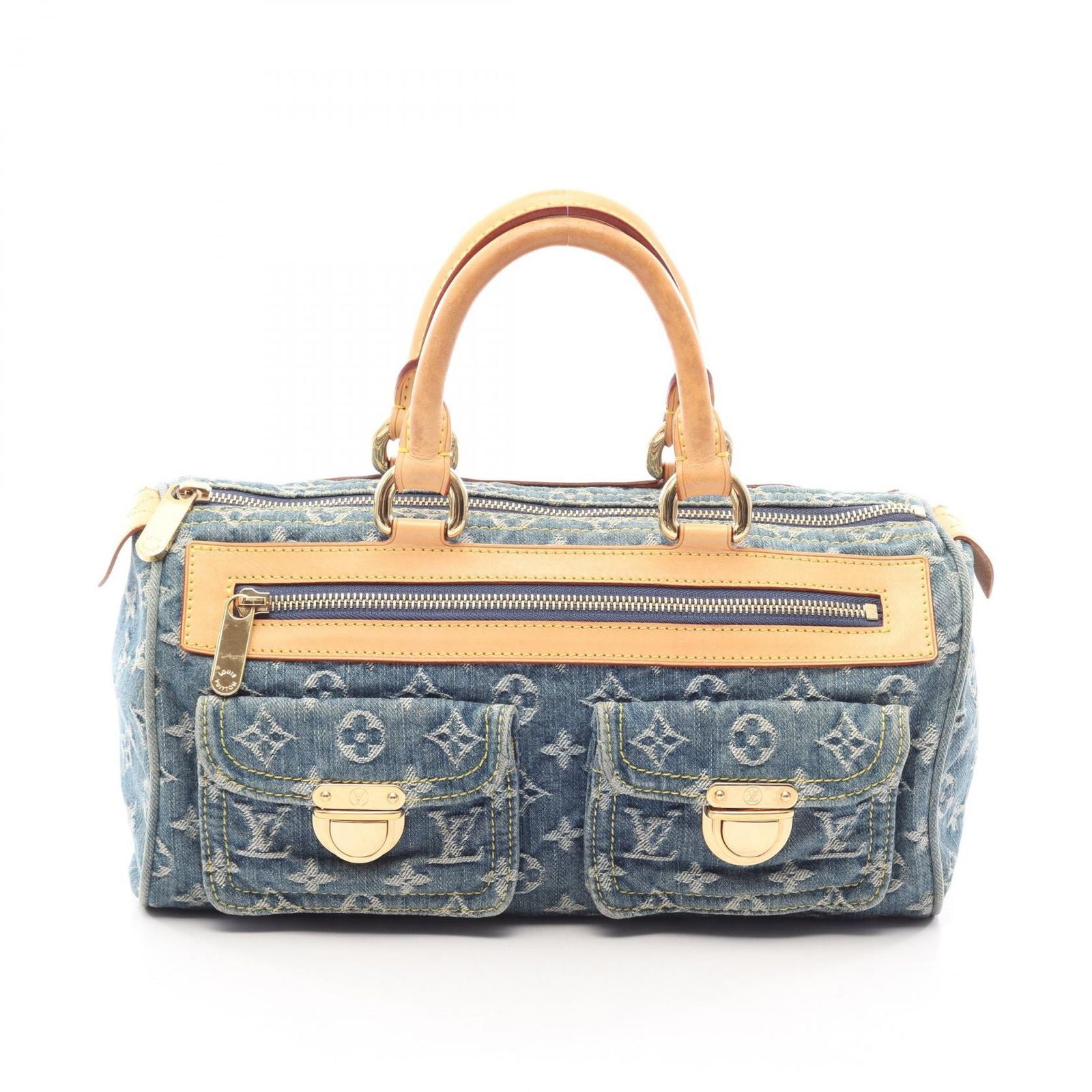 Louis Vuitton Handbag Neo Speedy Blue Denim Leather