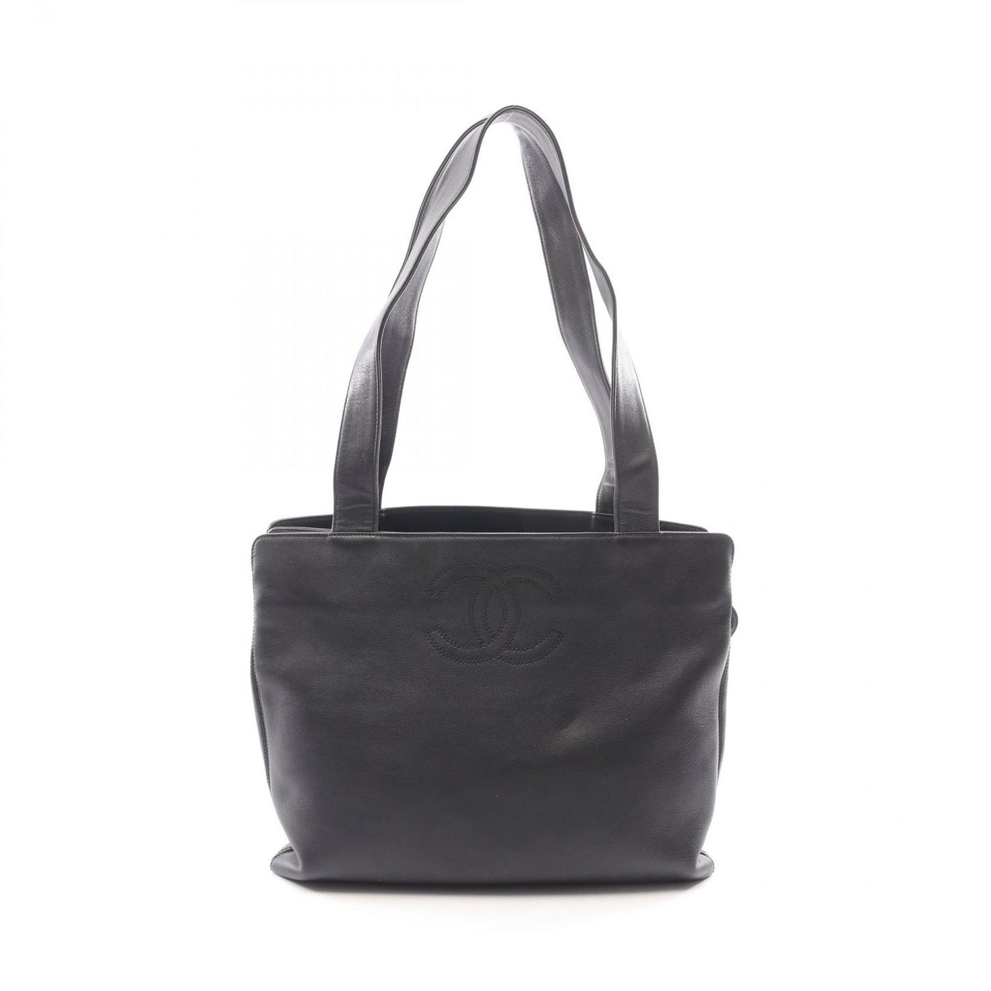 Chanel Tote Bag CC Logo Black Lambskin