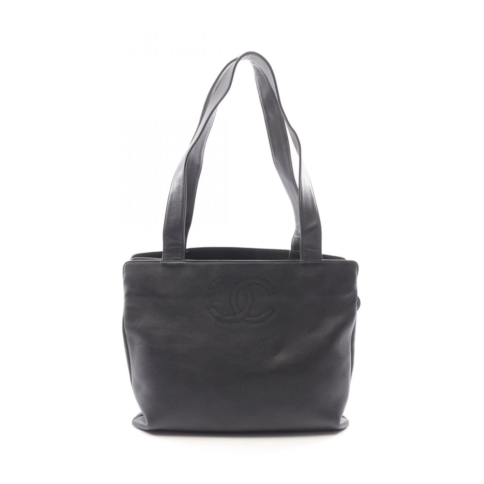 Chanel Tote Bag CC Logo Black Lambskin