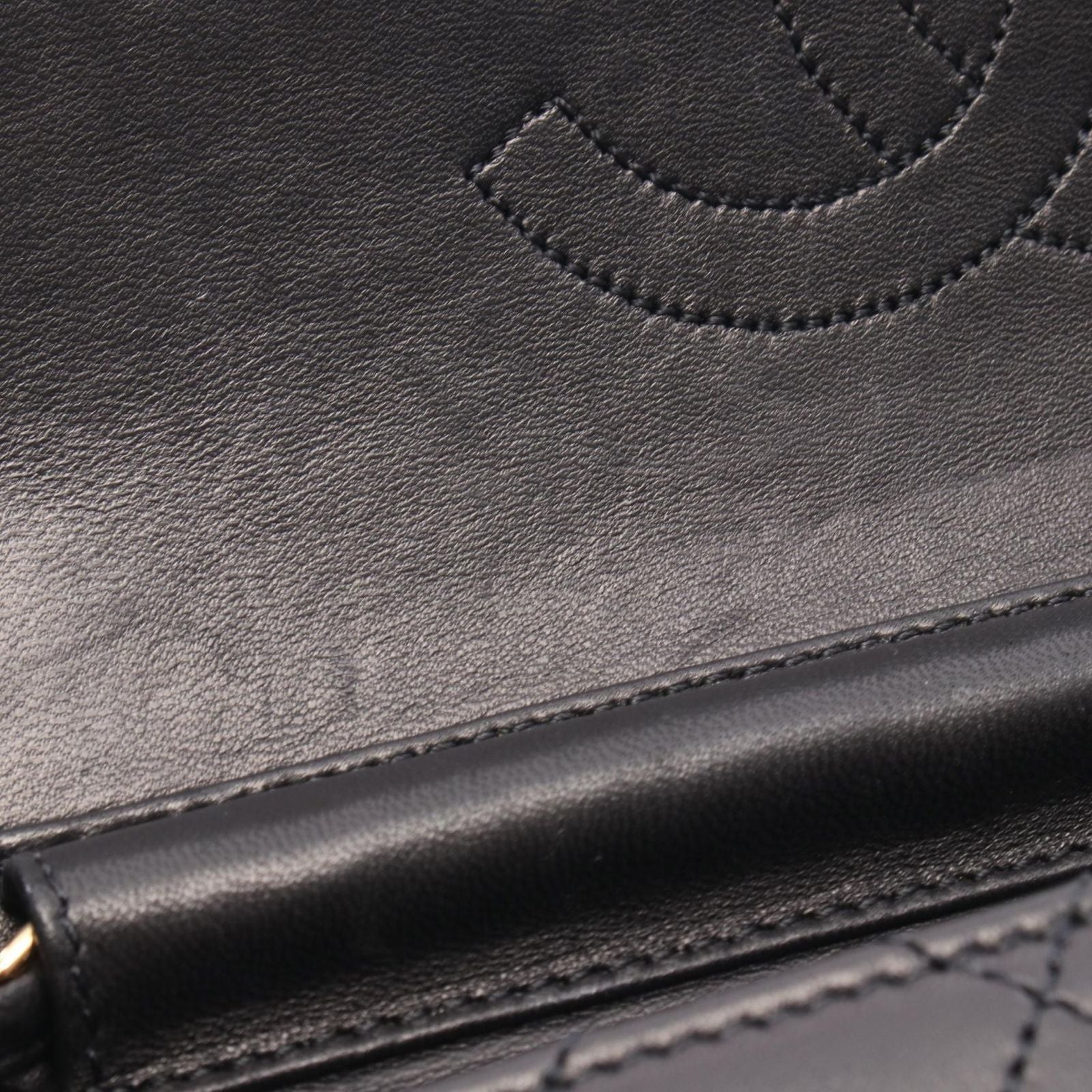 Chanel Shoulder Bag Quilted Single Flap Black Lambskin Push Lock Chain — view 6
