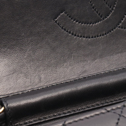 Chanel Shoulder Bag Quilted Single Flap Black Lambskin Push Lock Chain — view 6
