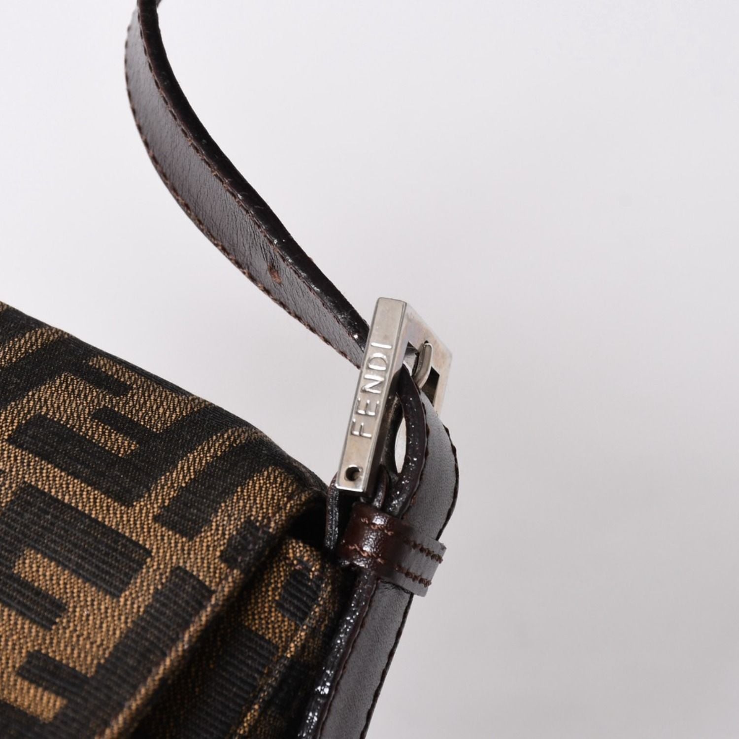 Fendi Shoulder Bag Cross Mamma Baguette Zucca Pattern Brown Silver — view 6