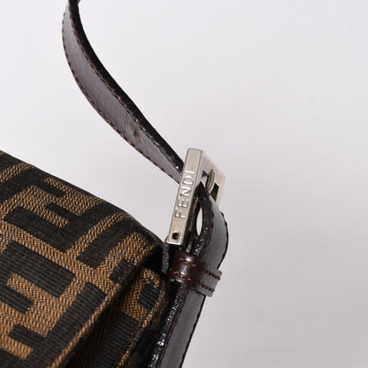 Fendi Shoulder Bag Cross Mamma Baguette Zucca Pattern Brown Silver — view 6