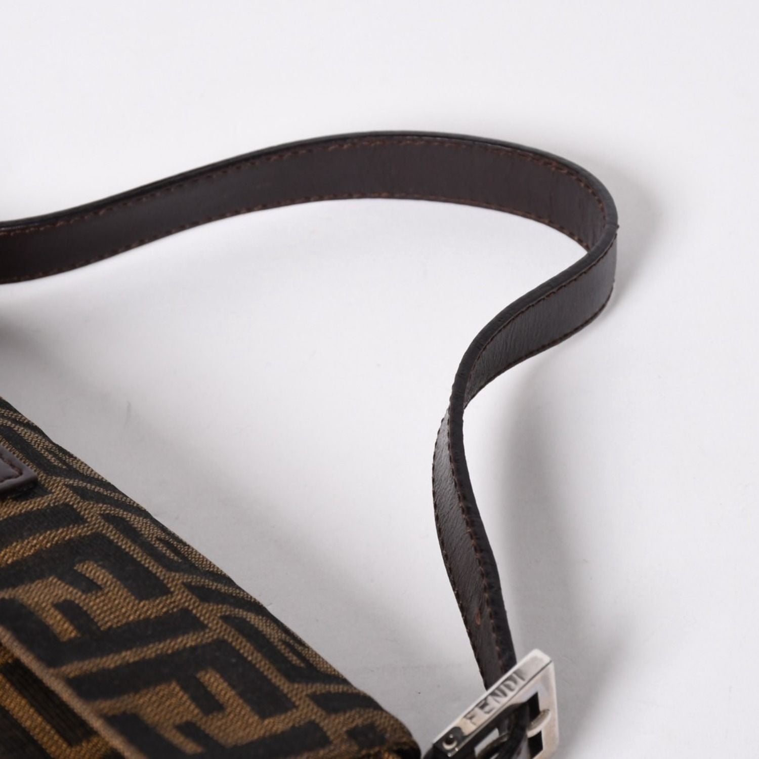 Fendi Shoulder Bag Cross Mamma Baguette Zucca Pattern Brown Silver — view 5