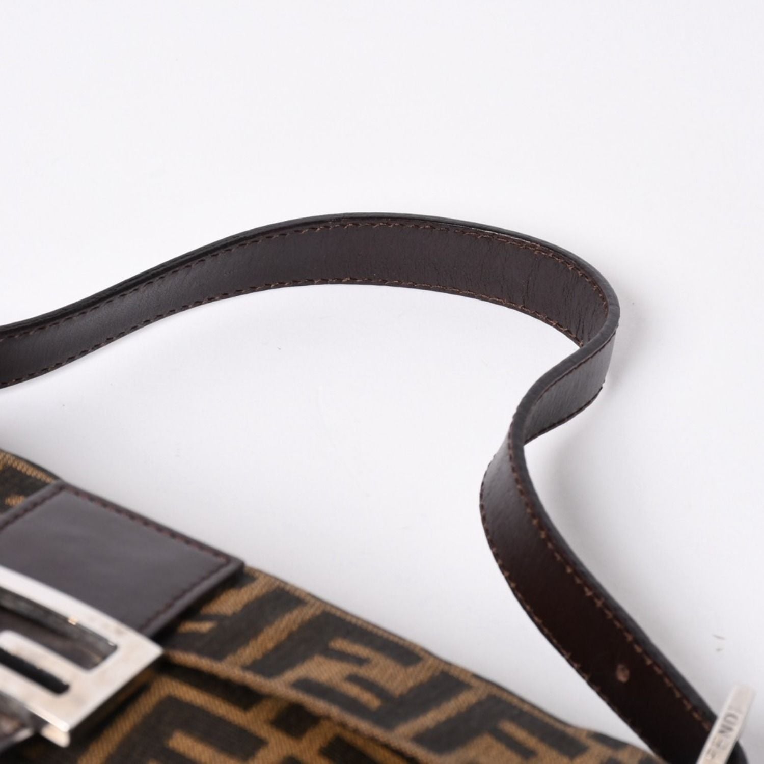 Fendi Shoulder Bag Cross Mamma Baguette Zucca Pattern Brown Silver — view 8