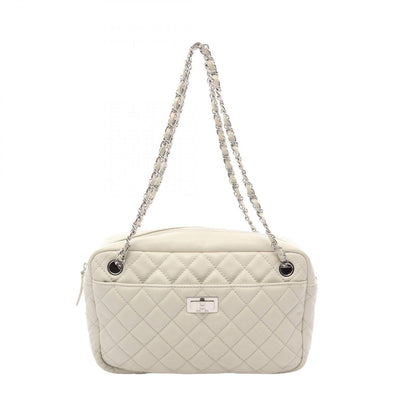 Chanel Shoulder Bag 2.55 Quilted Off White Caviar Leather Chain