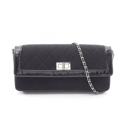 Chanel Shoulder Bag 2.55 Quilted East Waist Black Canvas Patent Chain