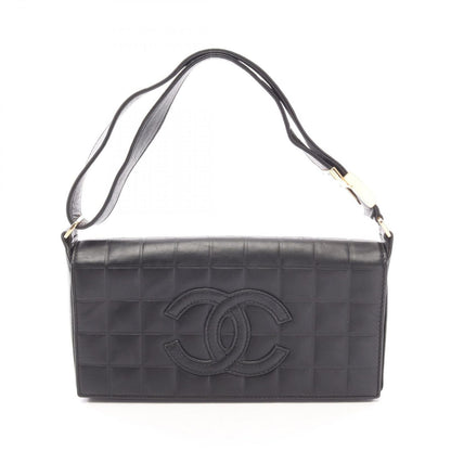 Chanel Shoulder Bag Choco Bar CC Logo Black Lambskin Bar CC